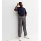 Dark Grey Check Pleated Relaxed Fit Trousers