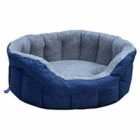 P&l Superior Pet Beds Ltd Jumbo Drop Fronted Bolster Style Pet Bed - Navy Blue & Silver