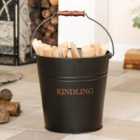 Traditional Black and Copper Fireside Coal, Log and Kindling Bucket Basket (H) 300mm x (D) 305mm