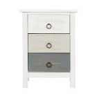 Vermount 3 Drawer Bedside Table, White