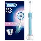 Oral-b Pro 600 Sensi Ultrathin Rechargeable Electric Toothbrush - White And Blue