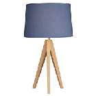 Village At Home Wooden Tripod Table Lamp - Denim
