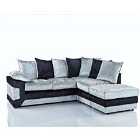 Dennata Modern Crushed Velvet Corner Sofa Right Hand Silver And Black