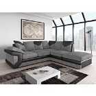 Dennata Modern Jumbo Cord Corner Sofa Right Hand Grey And Black