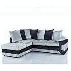 Dennata Modern Crushed Velvet Corner Sofa Left Hand Silver And Black