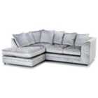 Canolo Luxury Left Hand Corner Chaise Crushed Velvet Sofa Silver