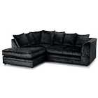 Canolo Luxury Left Hand Corner Chaise Crushed Velvet Sofa Black