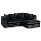 Canolo Luxury Right Hand Corner Chaise Crushed Velvet Sofa Black