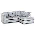Canolo Luxury Right Hand Corner Chaise Crushed Velvet Sofa Silver
