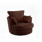 Canolo Luxury Swivel Chair Jumbo Cord Chocolate
