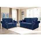 Oakana Luxury Plush Velvet 3+2 Sofa Set Blue