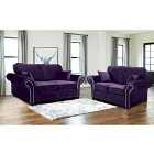 Oakana Luxury Plush Velvet 3+2 Sofa Set Purple