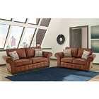 Oakana Luxury Bonded Leather 3+2 Sofa Set Brown