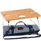 Three Rivers Striped Folding Table & Picnic Blanket - Navy/White