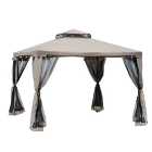 Outsunny 3 x 3 m Metal Gazebo Garden Outdoor 2-Tier Roof Marquee Party Tent Taup
