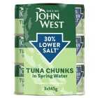John West Lower Salt Tuna Chunks In Spring Water (3x145g) 3 x 102g
