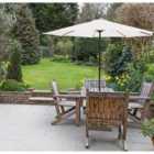 Glamhaus Garden Table Parasol With Crank Handle For Outdoors - Cream