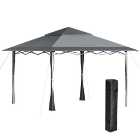 Outsunny 4 x 4m Outdoor Pop-Up Canopy Tent Gazebo Adjustable Legs Bag Dark Grey