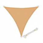 Oypla 3m x 3m x 3m Tan Triangular Outdoor Garden Patio Sun Shade Sail Canopy UV Protection Water Resistant with Mounting Ropes