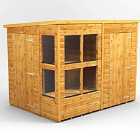 8X6 Power Pent Potting Shed Combi Including 4Ft Side Store