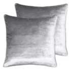 Paoletti Luxe Velvet Polyester Filled Cushions Twin Pack Silver