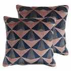 Paoletti Leveque Twin Pack Polyester Filled Cushions Blush/Navy