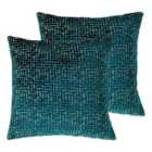 Paoletti Delphi Twin Pack Polyester Filled Cushions Teal
