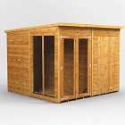 8X8 Power Pent Summerhouse Combi Including 4Ft Side Store
