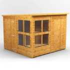 8X8 Power Pent Potting Shed Combi Including 4Ft Side Store