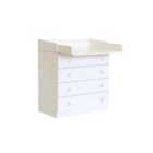 Baby 4 Drawer Unit 1580 With Changing Board And Storage - White