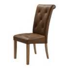 Heartlands Furniture Set Of 2 Nicole Solid Rubberwood Chairs With Faux Leather Seats- Brown