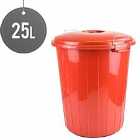 Sterling Ventures 25L Garden Waste Rubbish Dust Bin With Locking Lid (red)