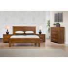 California King Size Bed Solid Rubberwood - Rustic Oak