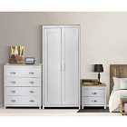 SleepOn Bedroom Furniture Trio Set 2 Door Wardrobe Bedside Table Pair And 4 Drawer Chest White