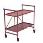 Cosco Intellifit Outdoor/Indoor Folding Serving Cart With 2 Slatted Shelves - Ruby Red