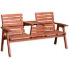 Outsunny Convertable 3-seater Wood Bench Table Garden W/ Armrests Patio