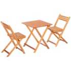 Outsunny 3pc Garden Bistro Set Folding Outdoor Chairs And Table Set Teak