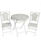 Glamhaus Foldable 3 Piece Garden Furniture Set Folding Table And Two Chairs - Cream