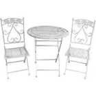 Glamhaus Foldable 3 Piece Metal Garden Furniture Set Table And Two Folding Chairs - Grey