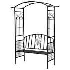 Outsunny Garden Arbour Arch Metal Loveseat/Plant Climber