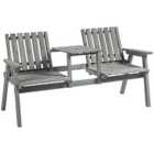 Outsunny 2-seater Garden Bench Patio Antique Loveseat With Armrest Steel Grey