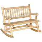 Outsunny Fir Wood 2 Seat Rocking Bench - Natural Wood