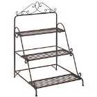 Outsunny 3 Tier Metal Plant Stand Flower Pot Display Shelf Indoor and Outdoor