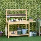 Outsunny Potting Bench Table Workstation W/ Chalkboard Sink Hooks And Drawer