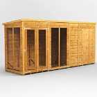 14X4 Power Pent Summerhouse Combi Including 4Ft Side Store