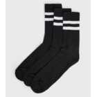 3 Pack Black Sports Stripe Socks