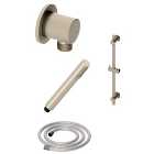 Hadleigh Shower Riser Rail, Wall Outlet, 1.6m Hose & Handset Accessories Kit in Brushed Nickel
