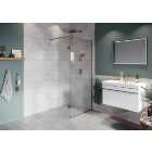 Hadleigh 8mm Brushed Nickel 700mm Frameless Wetroom Screen with Wall Arm & 350mm Pivot Panel