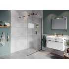 Hadleigh 8mm Brushed Bronze Frameless Wetroom Screen with Wall Arm - 700mm