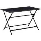 Outsunny Folding Rectangular Garden Dining Table For 6 With Parasol Hole - Black